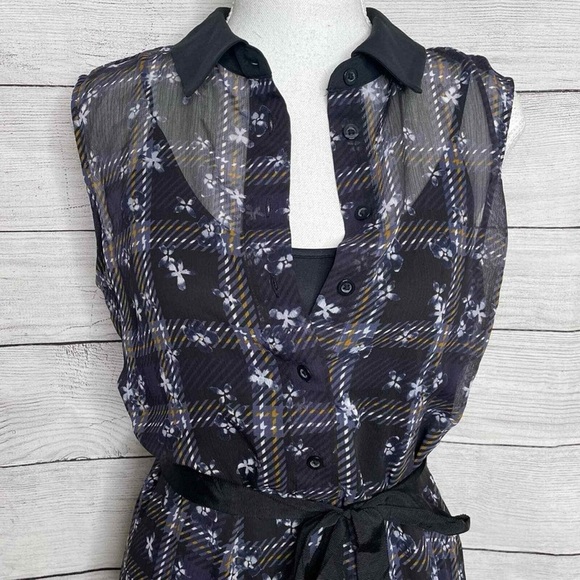 SIMPLY VERA VERA WANG | Black & Navy Multimedia Floral Print Dress with Slip - Picture 6 of 17